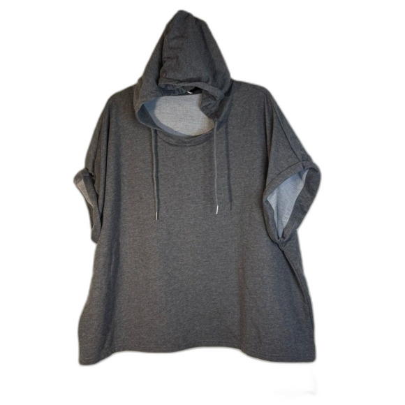 Gray Sleeveless Hoodie Sweatshirt with White Layer - Picture 2 of 8